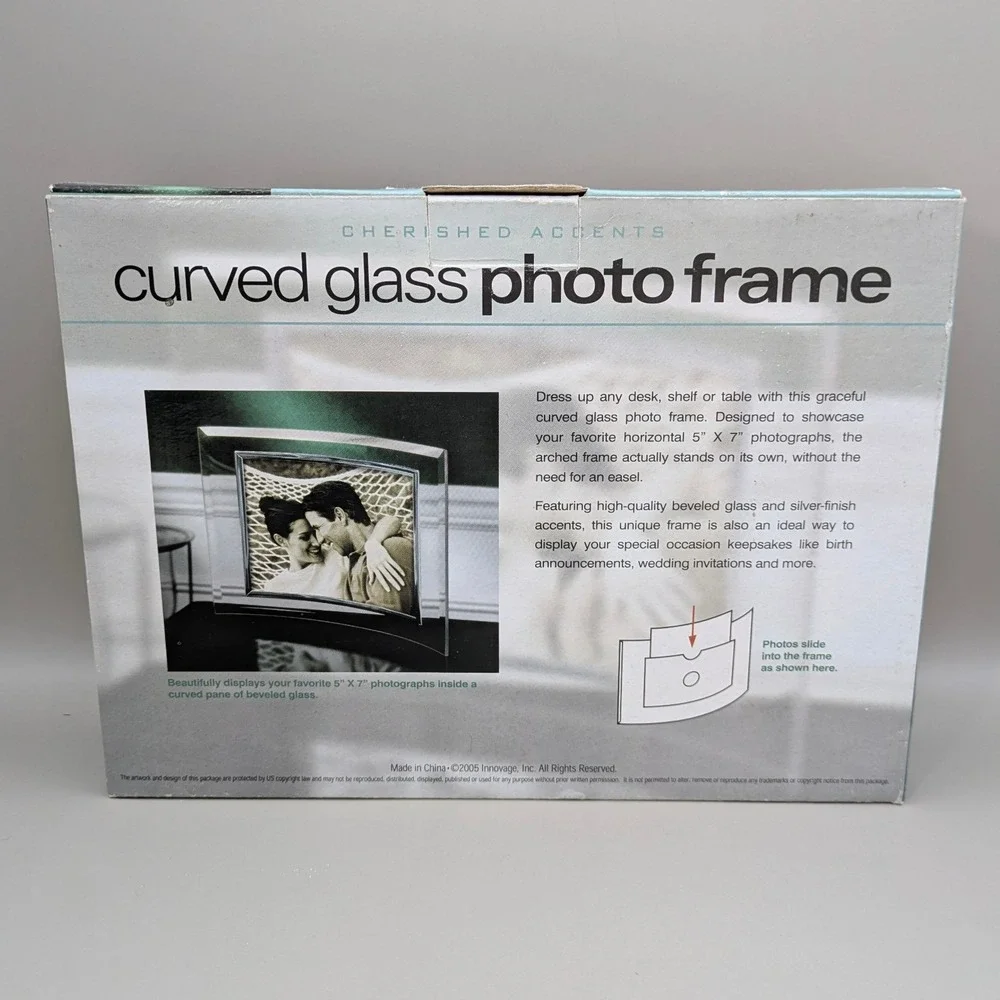 Cherished Accents Clear Curved Glass Photo Frame - Silver Accents - 5